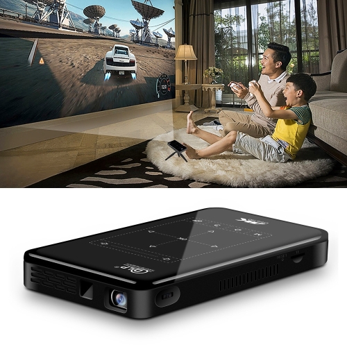 Портативный мини-проектор P09 4K Ultra HD DLP с инфракрасным пультом дистанционного управления, 4-ядерный Amlogic S905X A53 до 1,5 ГГц Android 6.0, 1 ГБ + 8 ГБ, поддержка 2.4G / 5G WiFi, Bluetooth, TF-карта (черный)