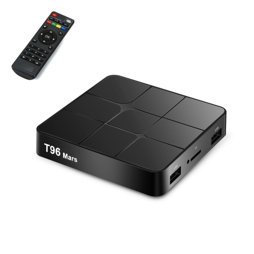 T96 Mars 4K HD Smart TV Box с пультом дистанционного управления, Android 7.1.2, четырехъядерный процессор S905W, 64-битный ARM Cortex-A53, 1 ГБ + 8 ГБ, поддержка TF-карты, HDMI, LAN, AV, WiFi (черный)