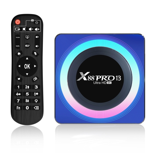 Acrylic X88 Pro 13 8K Ultra HD Android 13.0 Smart TV Box с дистанционным управлением, четырехъядерный процессор RK3528, 4G + 64GB (EU Plug)