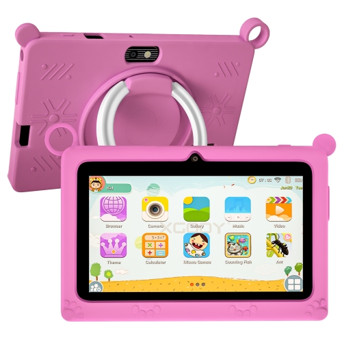 Детский планшет A133, 7 дюймов, в силиконовом чехле, 2 ГБ+32 ГБ, Android 11 Allwinner, четырехъядерный процессор A133, поддержка родительского контроля, Google Play (розовый)