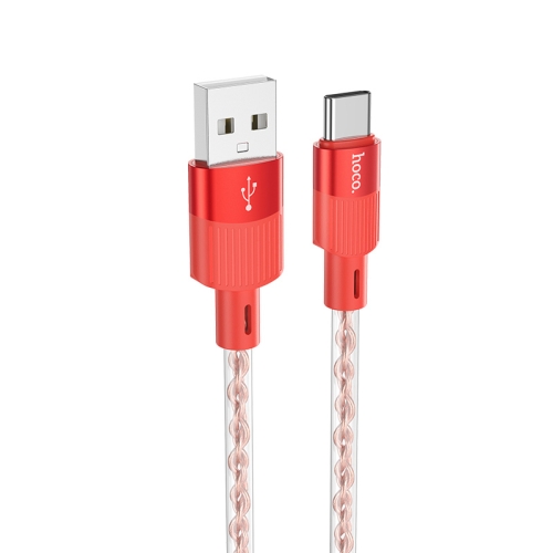 hoco X99 Crystal Junction 3A USB-C / Type-C силиконовый кабель для зарядки данных, длина: 1 м (красный)