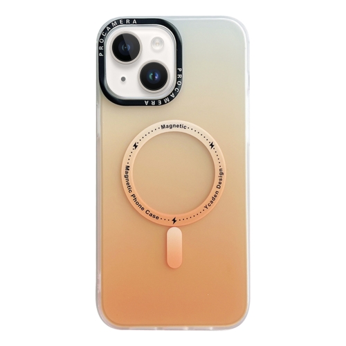 Чехол для телефона MagSafe IMD Gradient PC Hybrid TPU для iPhone 15 Plus (оранжевый)