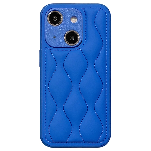 Чехол для телефона с подушкой безопасности из гагачьего пуха с мелкими отверстиями и 8-образными отверстиями для iPhone 15 (синий)