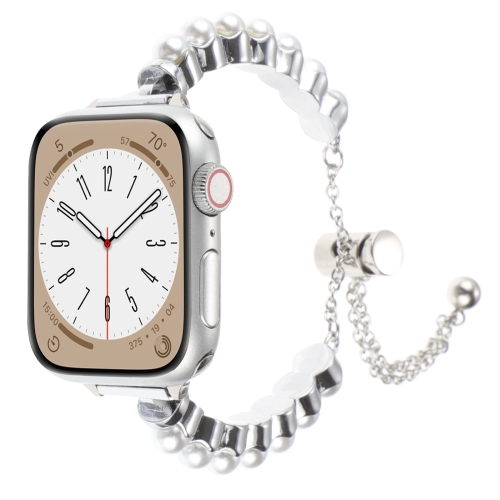 Для Apple Watch SE 2023 40 мм жемчужный браслет металлический ремешок для часов (серебристый)