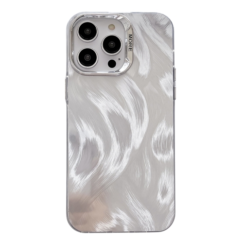 Противоударный чехол для телефона IMD с рисунком перьев серебристого цвета для iPhone 15 Pro
