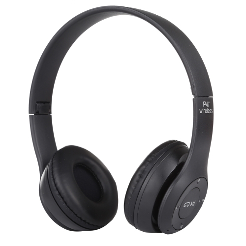 Складные беспроводные Bluetooth-наушники P47 с аудиоразъемом 3,5 мм, поддержка MP3 / FM / звонков (черный)