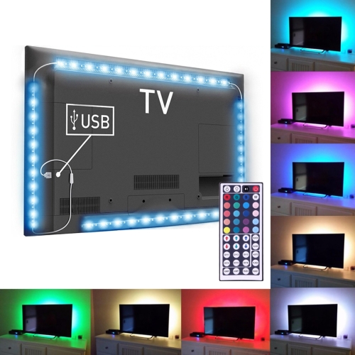 4 x 50 см, USB TV, эпоксидный трос, ширина: 10 мм, 3 Вт IP65 Водонепроницаемый 30 светодиодов SMD 5050 с 44-клавишным пультом дистанционного управления (цветной свет)