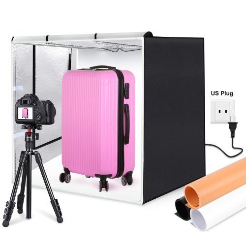 Puluz 80cm Складная портативная 80W 9050LM White Light Photo Lighting Studio Стреляющая палатка набор с 3 цвета (черный, белый, оранжевый) фоны (US Plug)