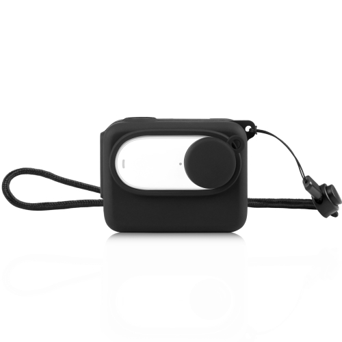 Силиконовый чехол для зарядки камеры Insta360 GO 3 PULUZ с крышкой объектива и ремешком (черный)