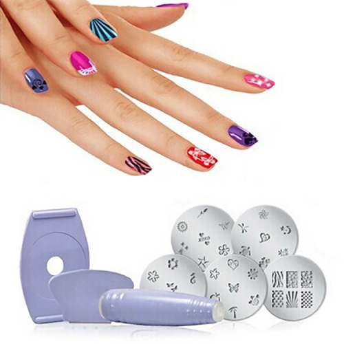 DIY Design Kit Professional Nail Art Stamp Stamping Polish Украшение для ногтей (фиолетовый)