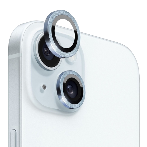 Для iPhone 15/15 Plus NORTHJO Защитная пленка для объектива камеры из закаленного стекла CD Vein с металлическим кольцом (синяя)