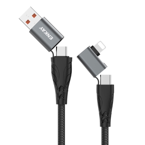 ENKAY PD100W 4-в-1 USB-A / Type-C — Type-C / 8-контактный многофункциональный кабель для быстрой зарядки с электронным маркером, длина кабеля: 2 м