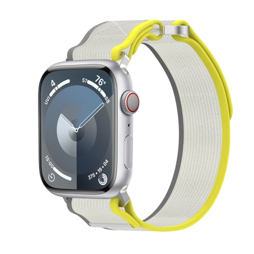 Для Apple Watch Series 9, 41 мм, нейлоновый ремешок для часов с двойным крючком и петлей (желтый + бежевый)