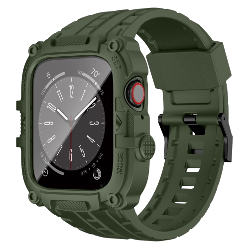 Для Apple Watch Series 8, 45 мм, рамка из ТПУ, встроенная закаленная пленка, встроенный корпус ремешка для часов (зеленый)