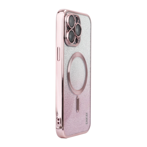 Для iPhone 15 Pro Max ENKAY Hat-Prince противоударный чехол для телефона с магнитным блестящим покрытием и пленкой для линз (розовый)