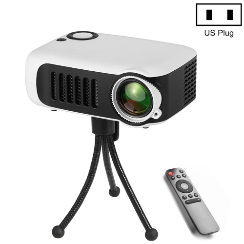 A2000 Portable Projector 800 LUMEN LCD Video Theatre Video Theatre Projector, поддержка 1080p, US Plug (White)