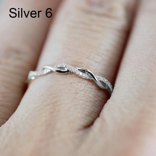 Женское классическое кольцо в форме твиста с кубическим цирконием, Цвет: Серебро (6) (6)