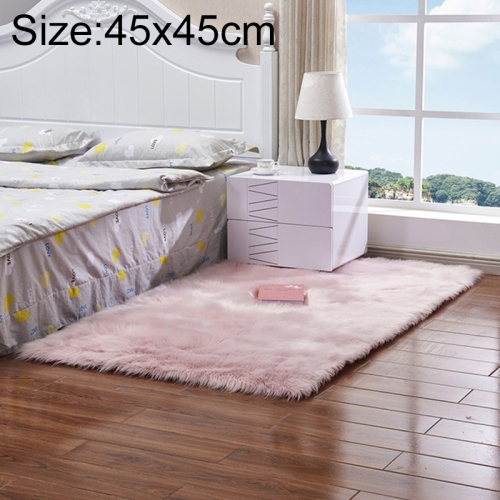 Роскошный прямоугольный квадратный мягкий коврик из искусственной овчины из овчины, пушистый меховой ковер, размер: 45x45 см (розовый)