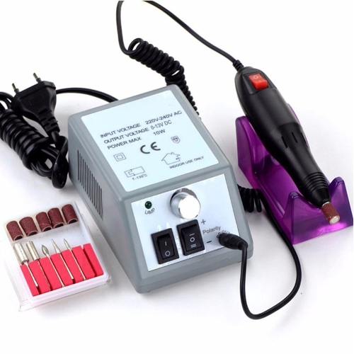 Профессиональная электрическая дрель для ногтей, маникюрная машина, оборудование для педикюра, электронная пилочка для ногтей с сверлами, 6 бит (220 В, ЕС)