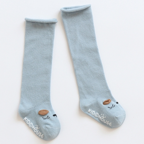 Осенне-зимние носки до бедра для завивки ртом Детские нескользящие носки с героями мультфильмов для малышей, размер: S (синий кот)