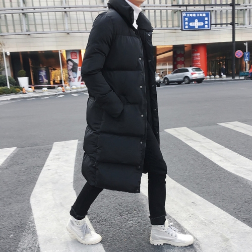 Мужская длинный пуховик пальто зимы ветровки Толстые Теплый Slim Fit Мужской Шинель Размер: XL (черный)