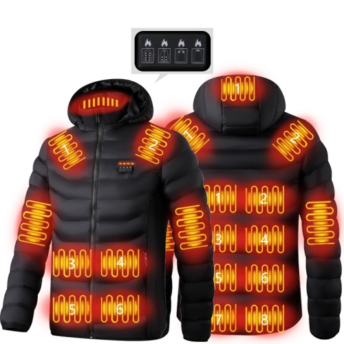 19 Zone 4 Control Black USB Зимняя куртка с электроподогревом Теплая тепловая куртка, Размер: XXXXXL
