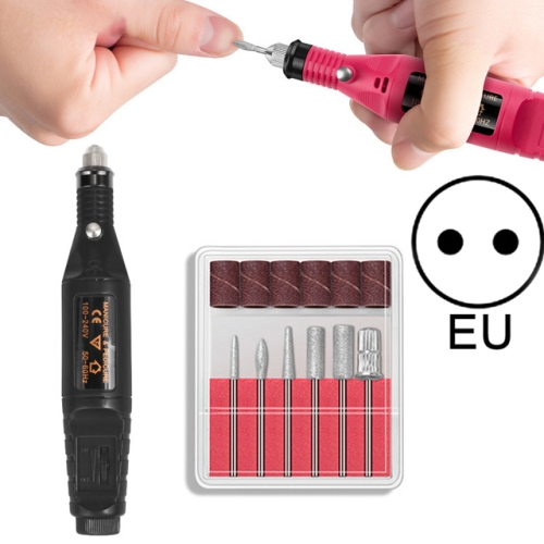 Электрический набор для ногтей Наконечники для ногтей Маникюрная машина Электрическая ручка для ногтей (EU Black)