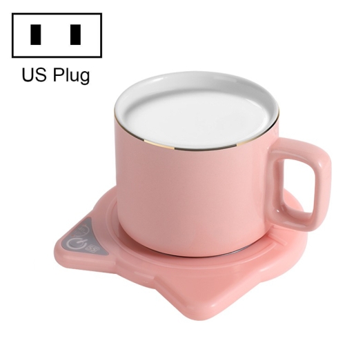 Термос с автоматическим подогревом, подставка для горячего молока, кофейная чашка, термос, вилка США (розовый)